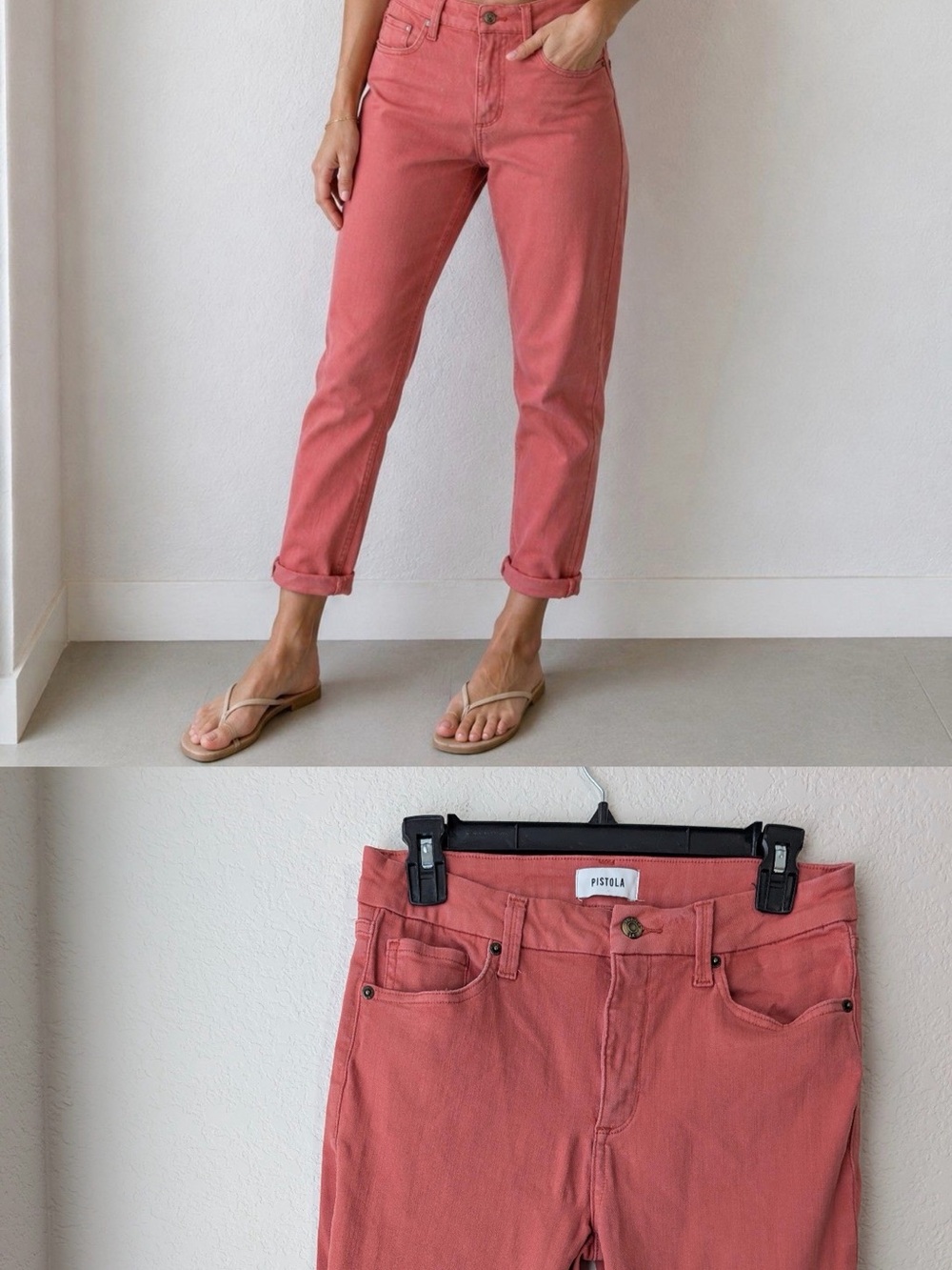 pistola Coral-Pink Mod-Rise skinny Jeans